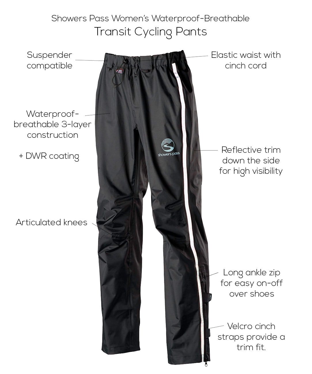 Closer look: Showers Pass Transit rain pants features review/overview 